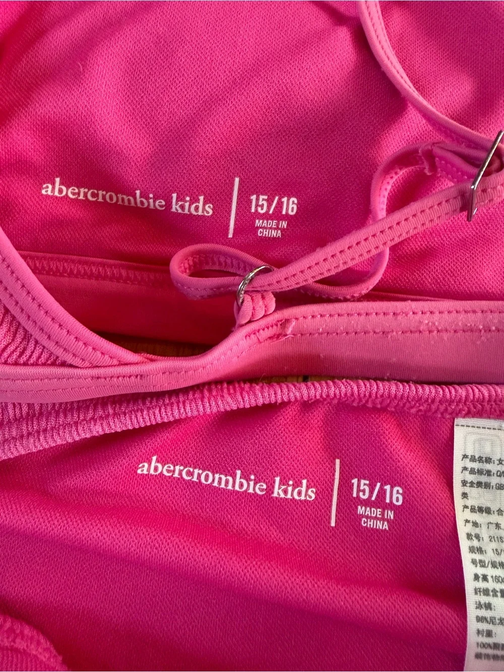 2 Abercrombie Kids Size 15/16 Swim Bathing Suits 2-Piece Bikini Black & Pink
